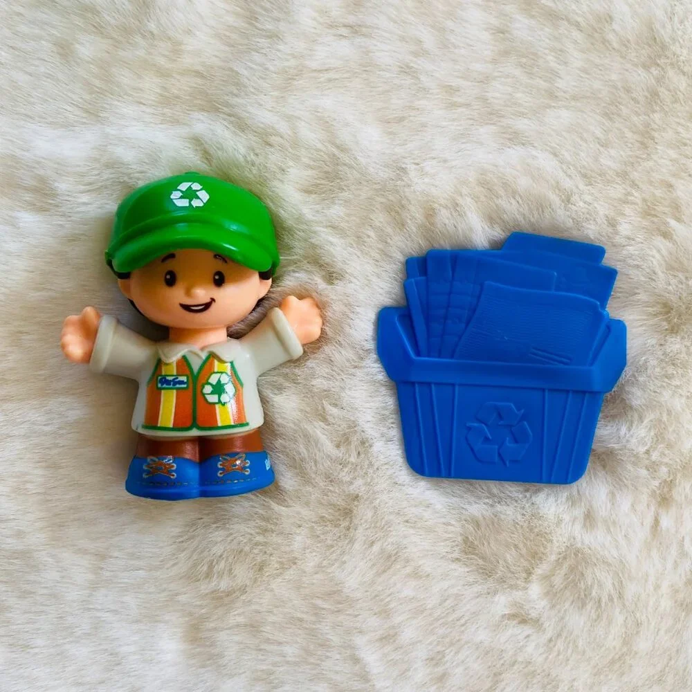 Fisher-Price Little People Green Recycling Truck and Orange Truck Toy